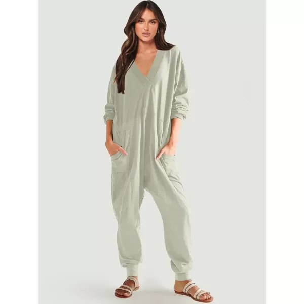 imageANRABESS Womens Casual Loose Jumpsuits Long Sleeve V Neck Oversized Rompers Baggy Overalls Lounge Pajamas Onesie JumperCyan