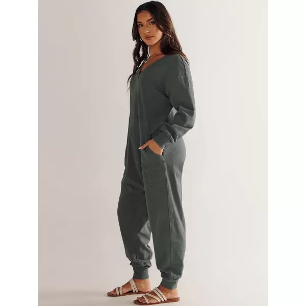 imageANRABESS Womens Casual Loose Jumpsuits Long Sleeve V Neck Oversized Rompers Baggy Overalls Lounge Pajamas Onesie JumperDark Grey