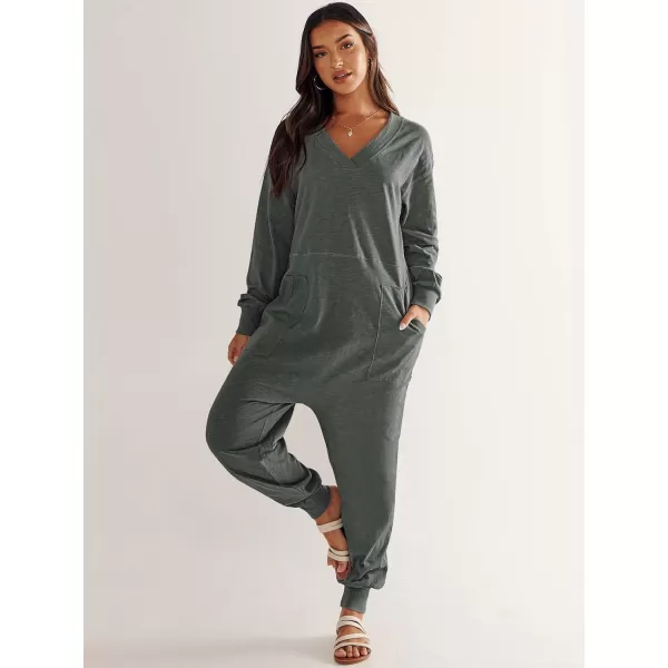 imageANRABESS Womens Casual Loose Jumpsuits Long Sleeve V Neck Oversized Rompers Baggy Overalls Lounge Pajamas Onesie JumperDark Grey
