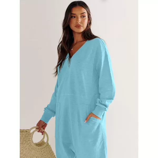 imageANRABESS Womens Casual Loose Jumpsuits Long Sleeve V Neck Oversized Rompers Baggy Overalls Lounge Pajamas Onesie JumperLake