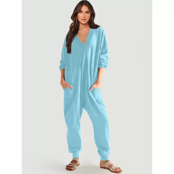 imageANRABESS Womens Casual Loose Jumpsuits Long Sleeve V Neck Oversized Rompers Baggy Overalls Lounge Pajamas Onesie JumperLake