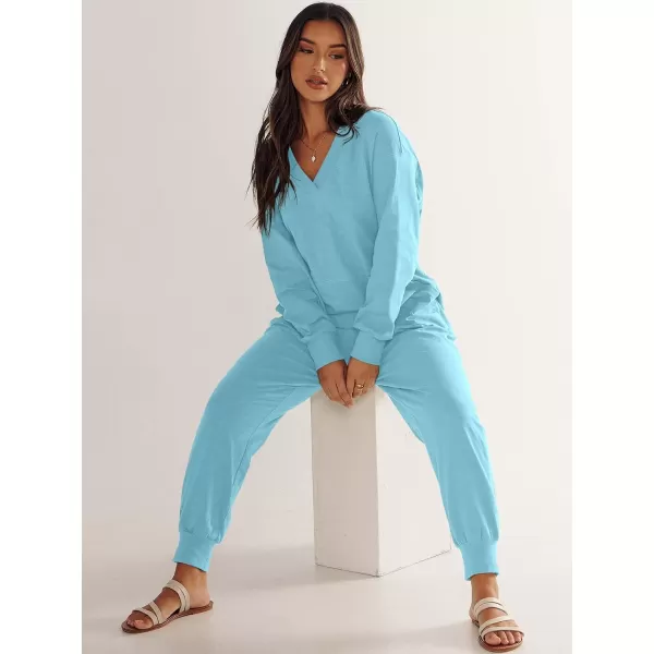 imageANRABESS Womens Casual Loose Jumpsuits Long Sleeve V Neck Oversized Rompers Baggy Overalls Lounge Pajamas Onesie JumperLake