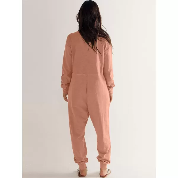 imageANRABESS Womens Casual Loose Jumpsuits Long Sleeve V Neck Oversized Rompers Baggy Overalls Lounge Pajamas Onesie JumperOrange