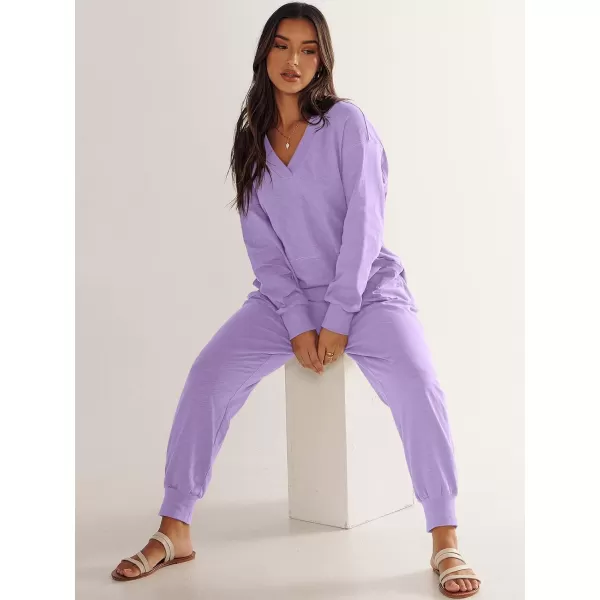 imageANRABESS Womens Casual Loose Jumpsuits Long Sleeve V Neck Oversized Rompers Baggy Overalls Lounge Pajamas Onesie JumperPurple