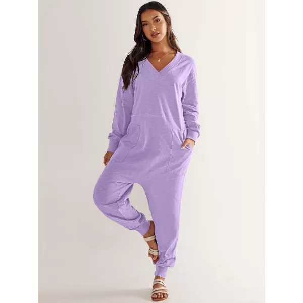 imageANRABESS Womens Casual Loose Jumpsuits Long Sleeve V Neck Oversized Rompers Baggy Overalls Lounge Pajamas Onesie JumperPurple
