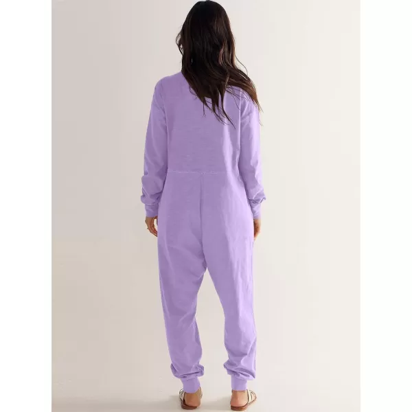 imageANRABESS Womens Casual Loose Jumpsuits Long Sleeve V Neck Oversized Rompers Baggy Overalls Lounge Pajamas Onesie JumperPurple