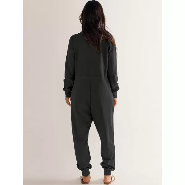 imageANRABESS Womens Casual Loose Jumpsuits Long Sleeve V Neck Rompers Baggy Overalls Lounge Pajamas Onesie Jumpers with PocketBlack