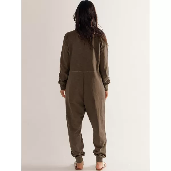 imageANRABESS Womens Casual Loose Jumpsuits Long Sleeve V Neck Rompers Baggy Overalls Lounge Pajamas Onesie Jumpers with PocketBrown