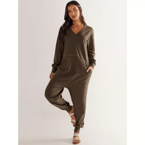 imageANRABESS Womens Casual Loose Jumpsuits Long Sleeve V Neck Rompers Baggy Overalls Lounge Pajamas Onesie Jumpers with PocketBrown
