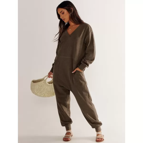 imageANRABESS Womens Casual Loose Jumpsuits Long Sleeve V Neck Rompers Baggy Overalls Lounge Pajamas Onesie Jumpers with PocketBrown