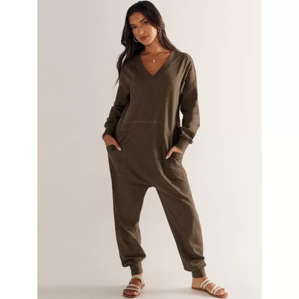 imageANRABESS Womens Casual Loose Jumpsuits Long Sleeve V Neck Rompers Baggy Overalls Lounge Pajamas Onesie Jumpers with PocketBrown