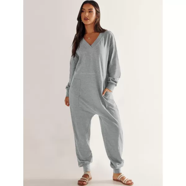 imageANRABESS Womens Casual Loose Jumpsuits Long Sleeve V Neck Rompers Baggy Overalls Lounge Pajamas Onesie Jumpers with PocketGrey