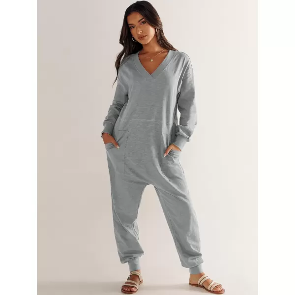 imageANRABESS Womens Casual Loose Jumpsuits Long Sleeve V Neck Rompers Baggy Overalls Lounge Pajamas Onesie Jumpers with PocketGrey