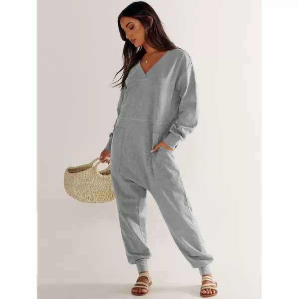 imageANRABESS Womens Casual Loose Jumpsuits Long Sleeve V Neck Rompers Baggy Overalls Lounge Pajamas Onesie Jumpers with PocketGrey