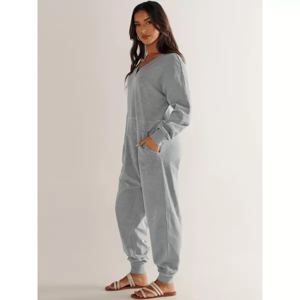 imageANRABESS Womens Casual Loose Jumpsuits Long Sleeve V Neck Rompers Baggy Overalls Lounge Pajamas Onesie Jumpers with PocketGrey