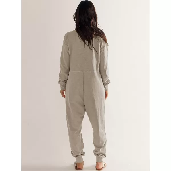 imageANRABESS Womens Casual Loose Jumpsuits Long Sleeve V Neck Rompers Baggy Overalls Lounge Pajamas Onesie Jumpers with PocketLight Khaki