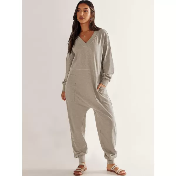 imageANRABESS Womens Casual Loose Jumpsuits Long Sleeve V Neck Rompers Baggy Overalls Lounge Pajamas Onesie Jumpers with PocketLight Khaki