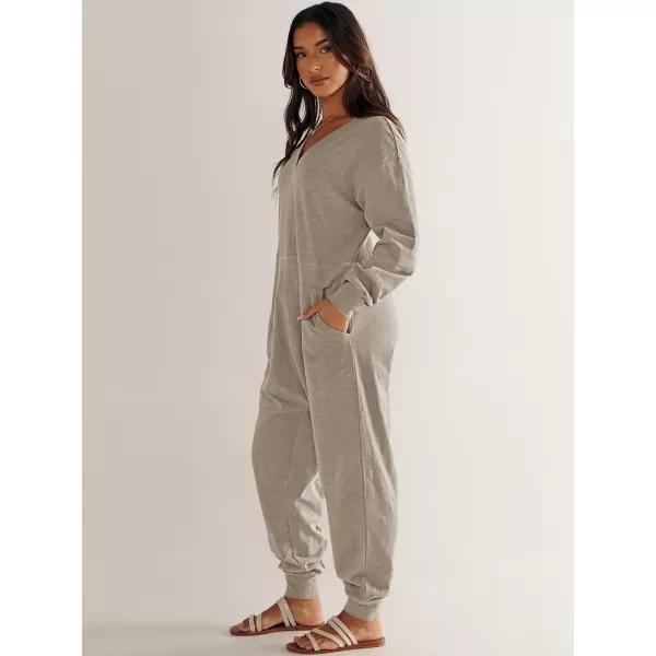 imageANRABESS Womens Casual Loose Jumpsuits Long Sleeve V Neck Rompers Baggy Overalls Lounge Pajamas Onesie Jumpers with PocketLight Khaki