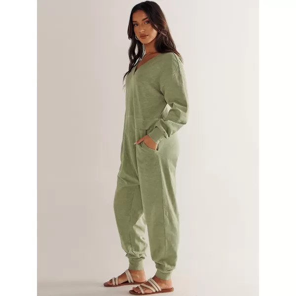 imageANRABESS Womens Casual Loose Jumpsuits Long Sleeve V Neck Rompers Baggy Overalls Lounge Pajamas Onesie Jumpers with PocketPea