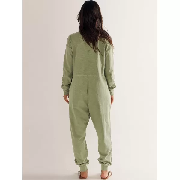 imageANRABESS Womens Casual Loose Jumpsuits Long Sleeve V Neck Rompers Baggy Overalls Lounge Pajamas Onesie Jumpers with PocketPea