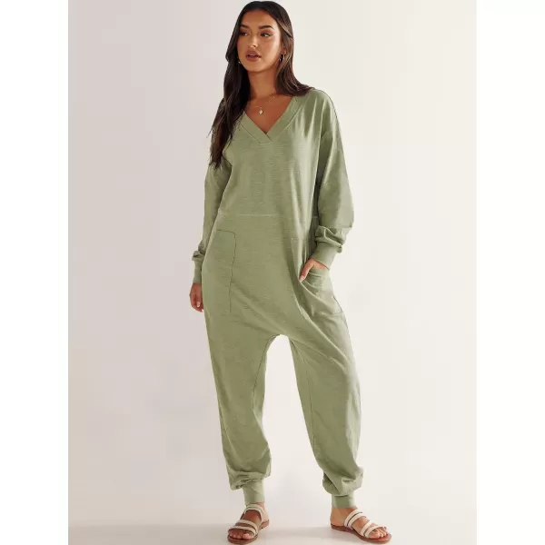 imageANRABESS Womens Casual Loose Jumpsuits Long Sleeve V Neck Rompers Baggy Overalls Lounge Pajamas Onesie Jumpers with PocketPea