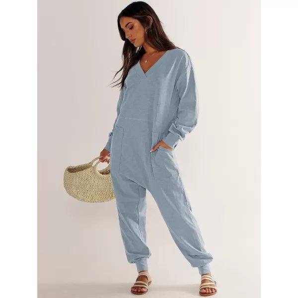 imageANRABESS Womens Casual Loose Jumpsuits Long Sleeve V Neck Rompers Baggy Overalls Lounge Pajamas Onesie Jumpers with PocketSky
