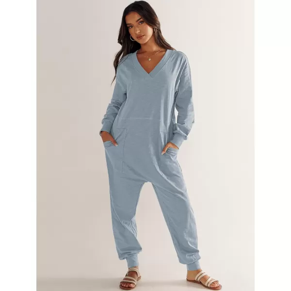 imageANRABESS Womens Casual Loose Jumpsuits Long Sleeve V Neck Rompers Baggy Overalls Lounge Pajamas Onesie Jumpers with PocketSky