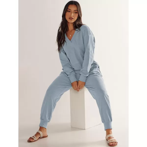 imageANRABESS Womens Casual Loose Jumpsuits Long Sleeve V Neck Rompers Baggy Overalls Lounge Pajamas Onesie Jumpers with PocketSky