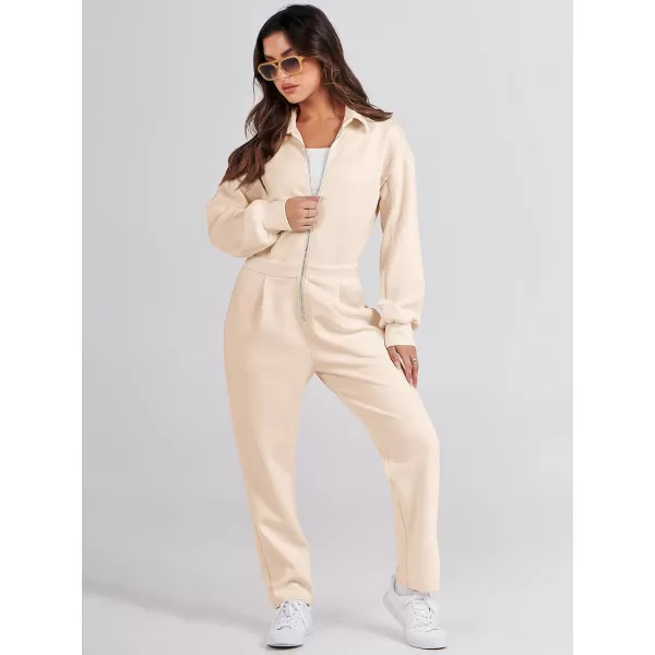 imageANRABESS Womens Casual Loose Long Sleeve Fall Jumpsuits Zipup Long Pants One Piece Outfit Romper with PocketsApricot