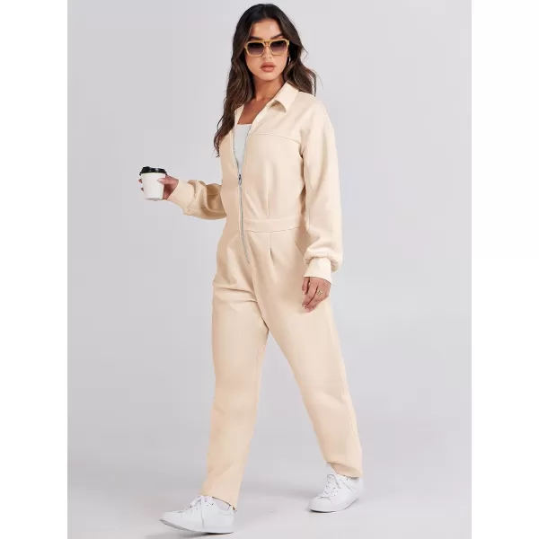 imageANRABESS Womens Casual Loose Long Sleeve Fall Jumpsuits Zipup Long Pants One Piece Outfit Romper with PocketsApricot
