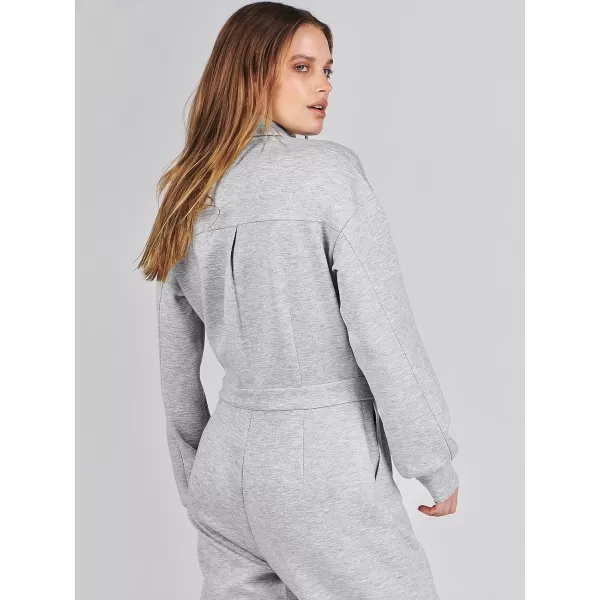 imageANRABESS Womens Casual Loose Long Sleeve Fall Jumpsuits Zipup Long Pants One Piece Outfit Romper with PocketsGrey