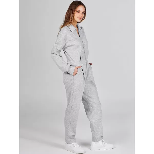 imageANRABESS Womens Casual Loose Long Sleeve Fall Jumpsuits Zipup Long Pants One Piece Outfit Romper with PocketsGrey