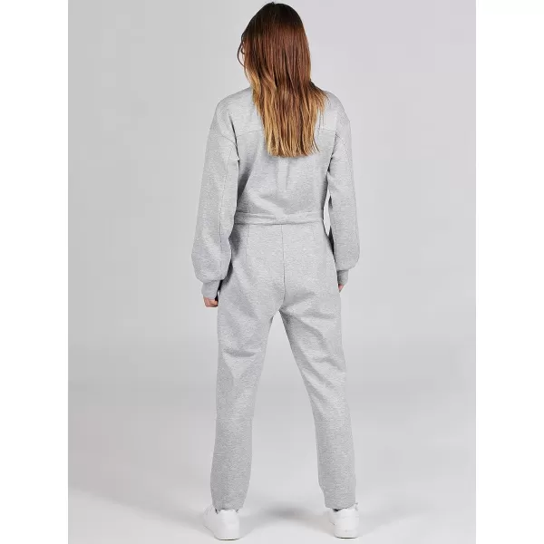 imageANRABESS Womens Casual Loose Long Sleeve Fall Jumpsuits Zipup Long Pants One Piece Outfit Romper with PocketsGrey