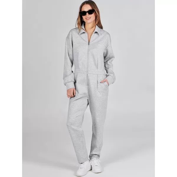 imageANRABESS Womens Casual Loose Long Sleeve Fall Jumpsuits Zipup Long Pants One Piece Outfit Romper with PocketsGrey