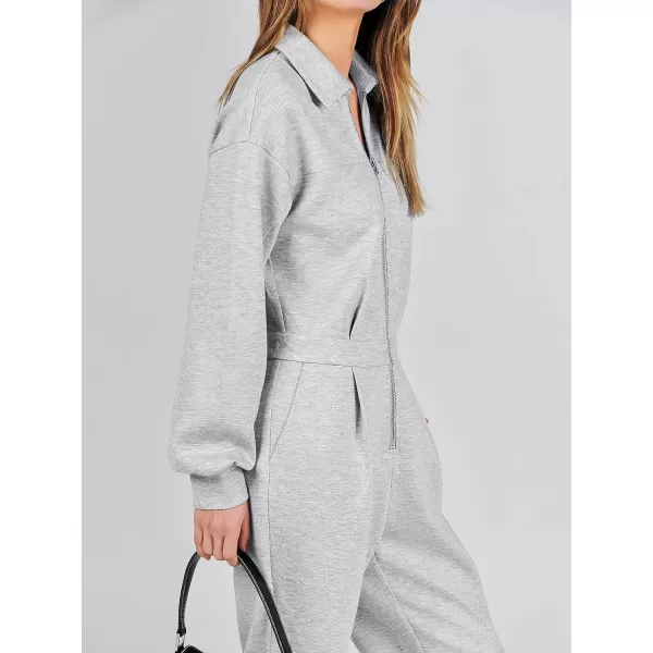 imageANRABESS Womens Casual Loose Long Sleeve Fall Jumpsuits Zipup Long Pants One Piece Outfit Romper with PocketsGrey