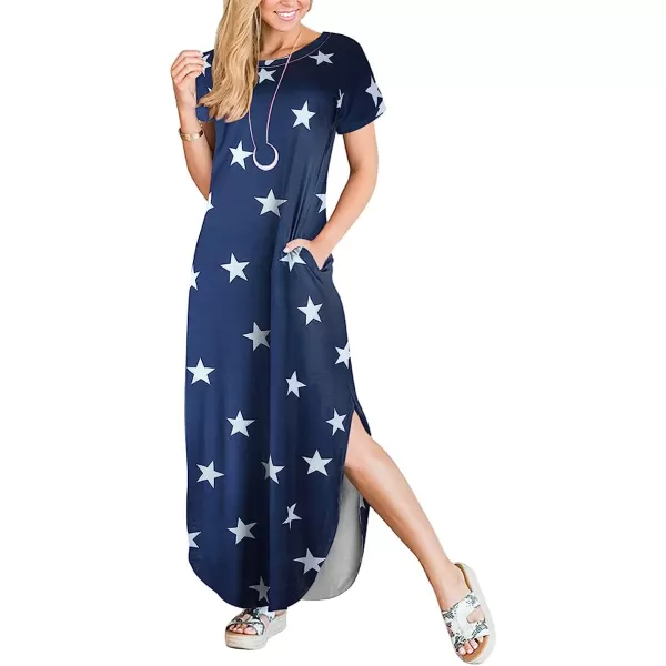 imageANRABESS Womens Casual Loose Short Sleeve Long Dress Split Maxi Summer Beach Dress with Pockets03 Star