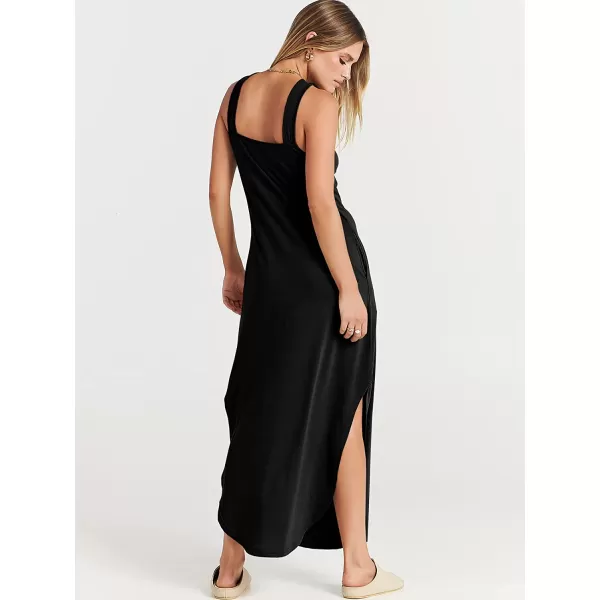 imageANRABESS Womens Casual Loose Sleeveless Beach Dress Criss Cross Slit Side Summer Maxi Sun DressesBlack