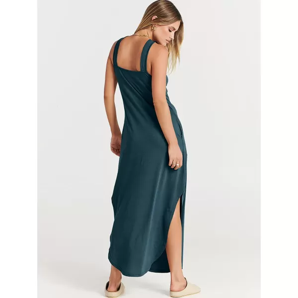 imageANRABESS Womens Casual Loose Sleeveless Beach Dress Criss Cross Slit Side Summer Maxi Sun DressesDeep Blue