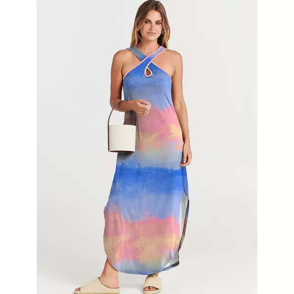 imageANRABESS Womens Casual Loose Sleeveless Beach Dress Criss Cross Slit Side Summer Maxi Sun DressesFloral 01