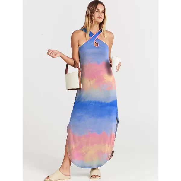 imageANRABESS Womens Casual Loose Sleeveless Beach Dress Criss Cross Slit Side Summer Maxi Sun DressesFloral 01