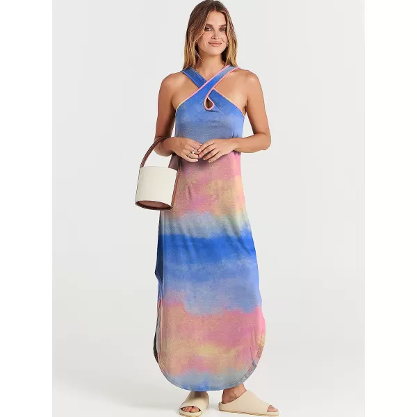 imageANRABESS Womens Casual Loose Sleeveless Beach Dress Criss Cross Slit Side Summer Maxi Sun DressesFloral 01