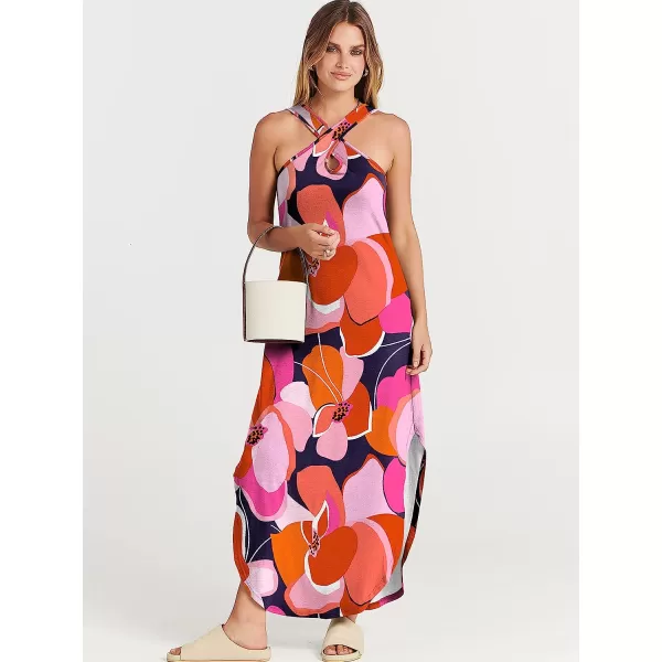 imageANRABESS Womens Casual Loose Sleeveless Beach Dress Criss Cross Slit Side Summer Maxi Sun DressesFloral 03