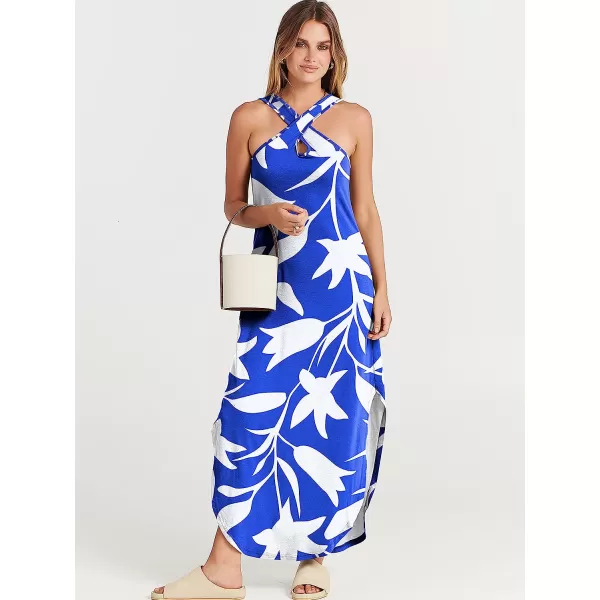 imageANRABESS Womens Casual Loose Sleeveless Beach Dress Criss Cross Slit Side Summer Maxi Sun DressesFloral 05