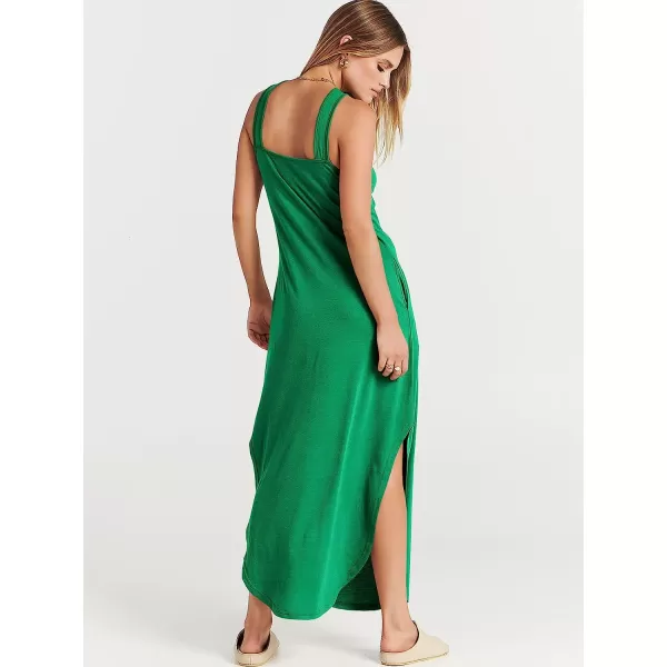 imageANRABESS Womens Casual Loose Sleeveless Beach Dress Criss Cross Slit Side Summer Maxi Sun DressesGrass