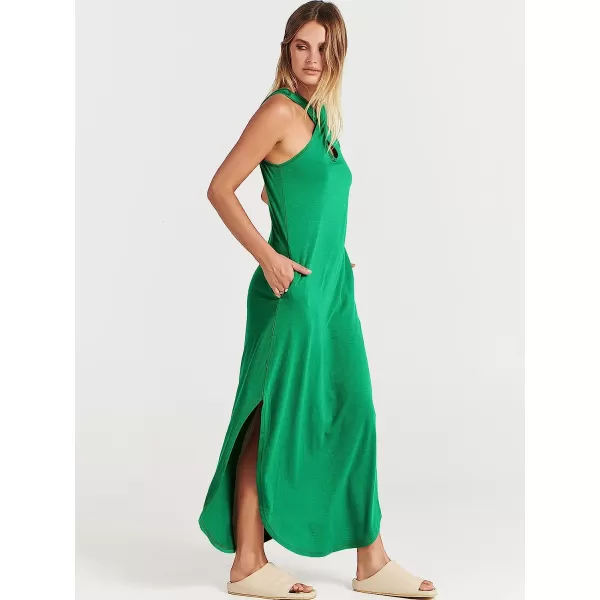 imageANRABESS Womens Casual Loose Sleeveless Beach Dress Criss Cross Slit Side Summer Maxi Sun DressesGrass