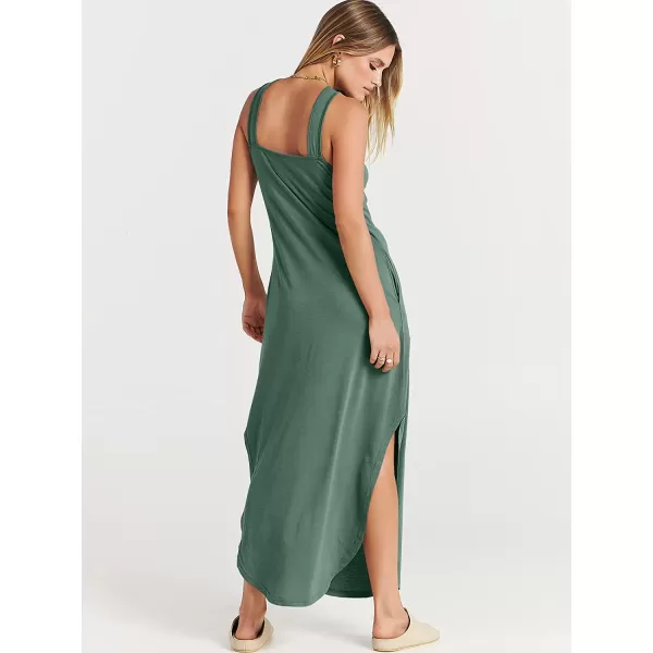 imageANRABESS Womens Casual Loose Sleeveless Beach Dress Criss Cross Slit Side Summer Maxi Sun DressesGreen