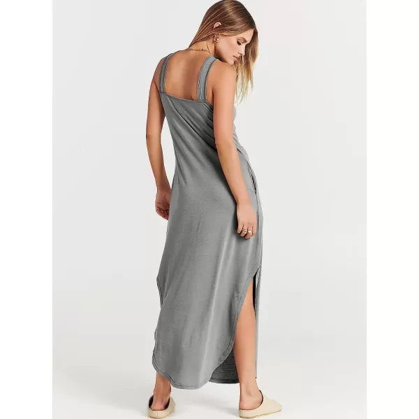 imageANRABESS Womens Casual Loose Sleeveless Beach Dress Criss Cross Slit Side Summer Maxi Sun DressesGrey