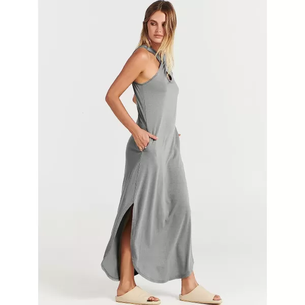 imageANRABESS Womens Casual Loose Sleeveless Beach Dress Criss Cross Slit Side Summer Maxi Sun DressesGrey