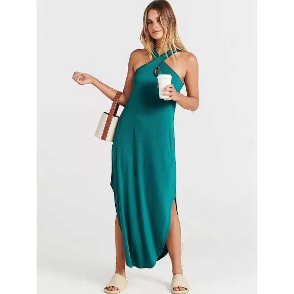imageANRABESS Womens Casual Loose Sleeveless Beach Dress Criss Cross Slit Side Summer Maxi Sun DressesLake