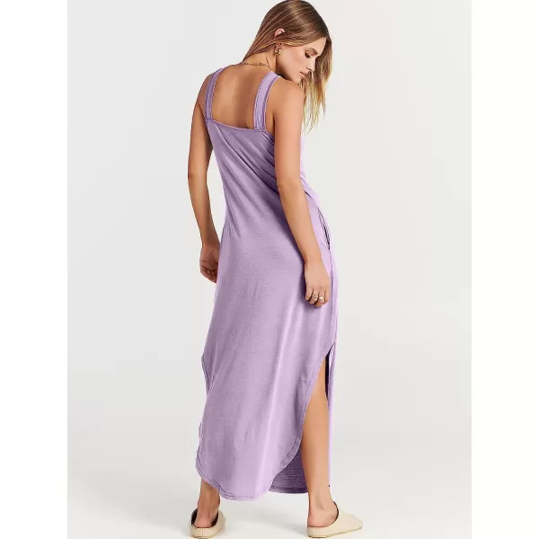 imageANRABESS Womens Casual Loose Sleeveless Beach Dress Criss Cross Slit Side Summer Maxi Sun DressesLilac